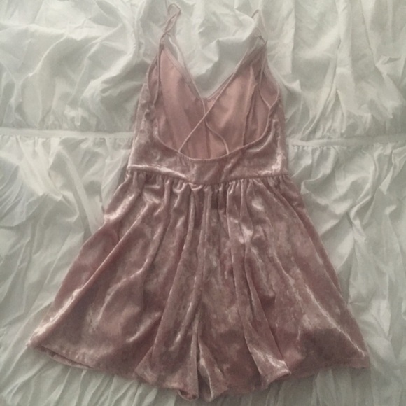 Pink Velvet Romper Backless Straps size s T28 - Picture 5 of 6